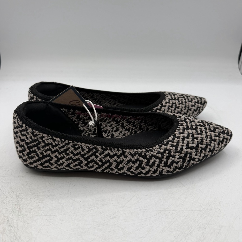 Skechers Cleo Point Chic Allure Ballet Flats Womens 8.5 Black Knit Shoes 159327 - Picture 2 of 11
